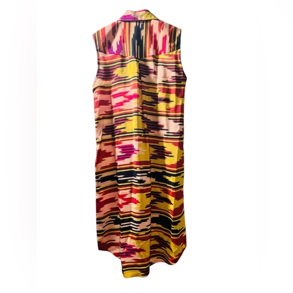 NWT LAUREN MOFFATT  Size 0/Small 100% Silk Shirt Dress Multicolor Sleeveless - Picture 7 of 10